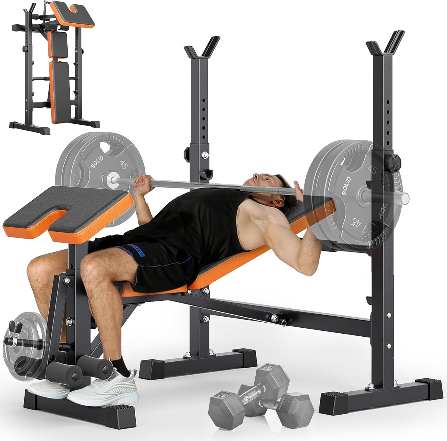 Home Gym Set - 6-in-1 Space Saving Weight Bench Set