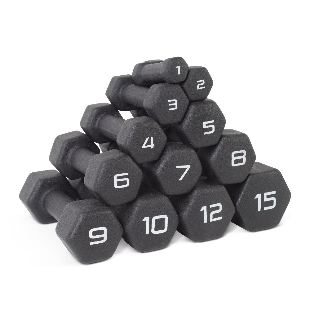 Home Gym Set - 1lb Black Neoprene Dumbbell Pair Adjustable