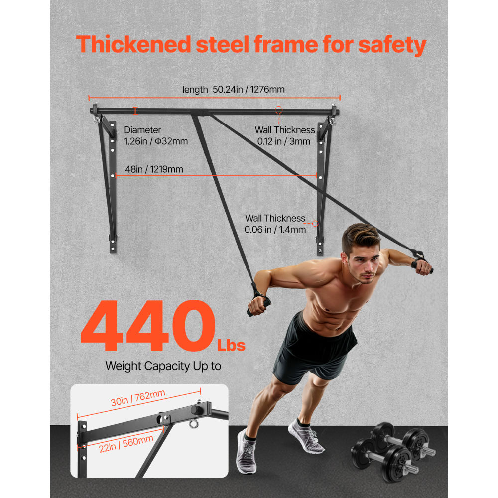 Home Gym Pull Up Bar - Ye Wall Mounted Heavy Duty Pull