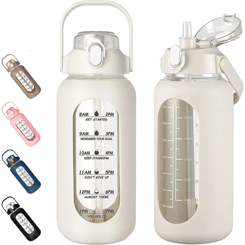 Home Gym Kettler - 1000ML Glass Water Bottles With Straw,