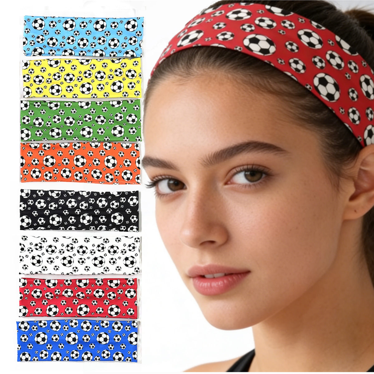 Home Gym Aesthetic - Soccer Print Sports Headband, Moisture Wicking
