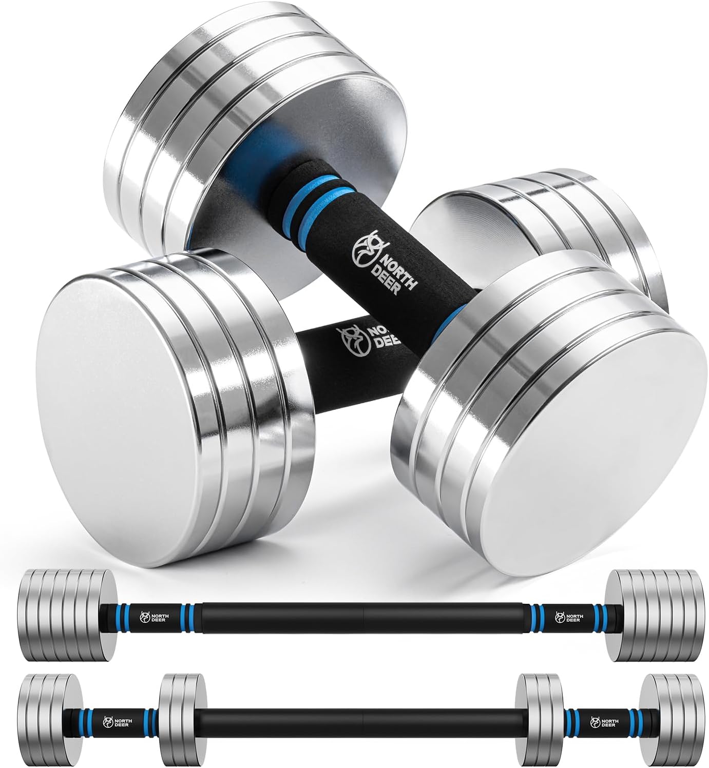 Home Gym Set - Upgraded Adjustable Steel Dumbbells 40LB /