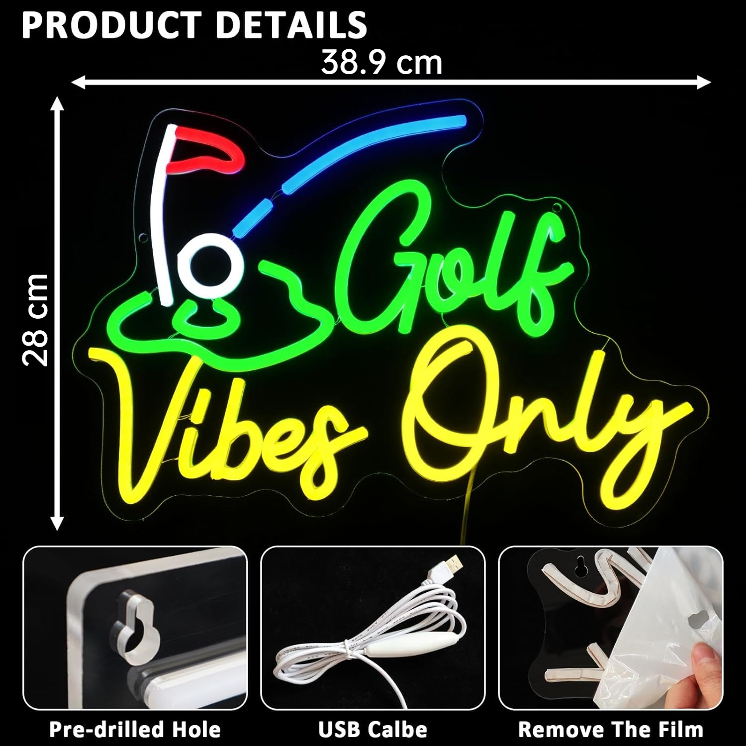 Golf Vibes Only Neon Sign – US – Home Gym Vibes Bewertung und Preis